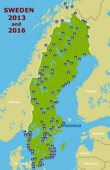 Suède camping la carte