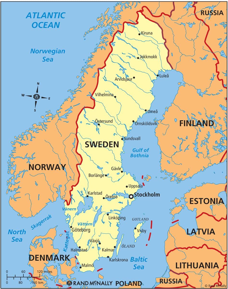 Suède sur une carte