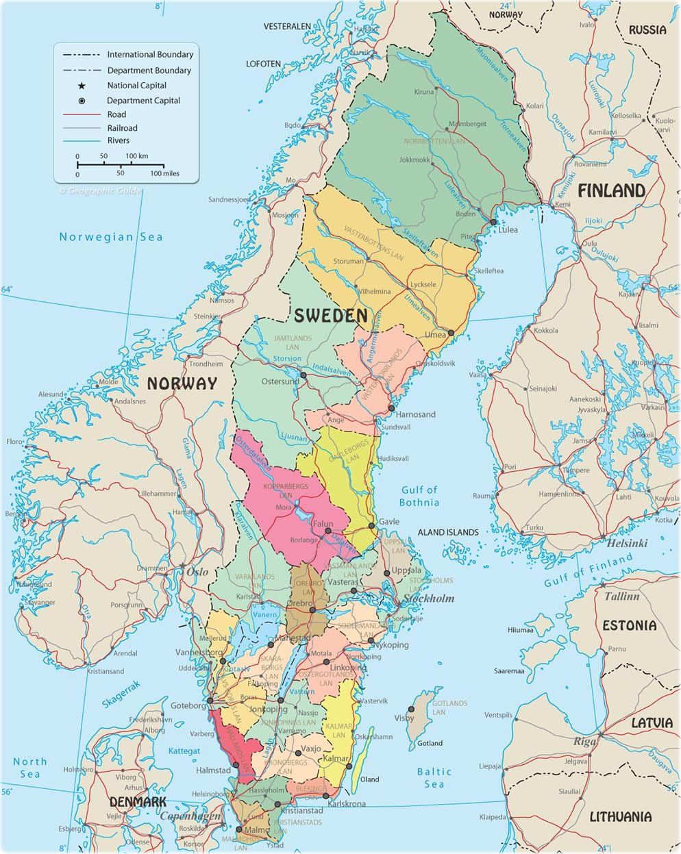 carte politique de Suède
