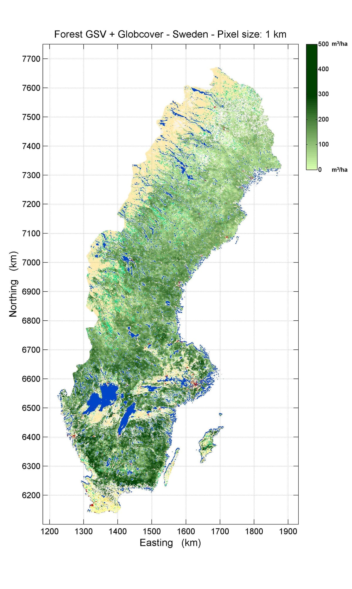 carte de la Suède forêts