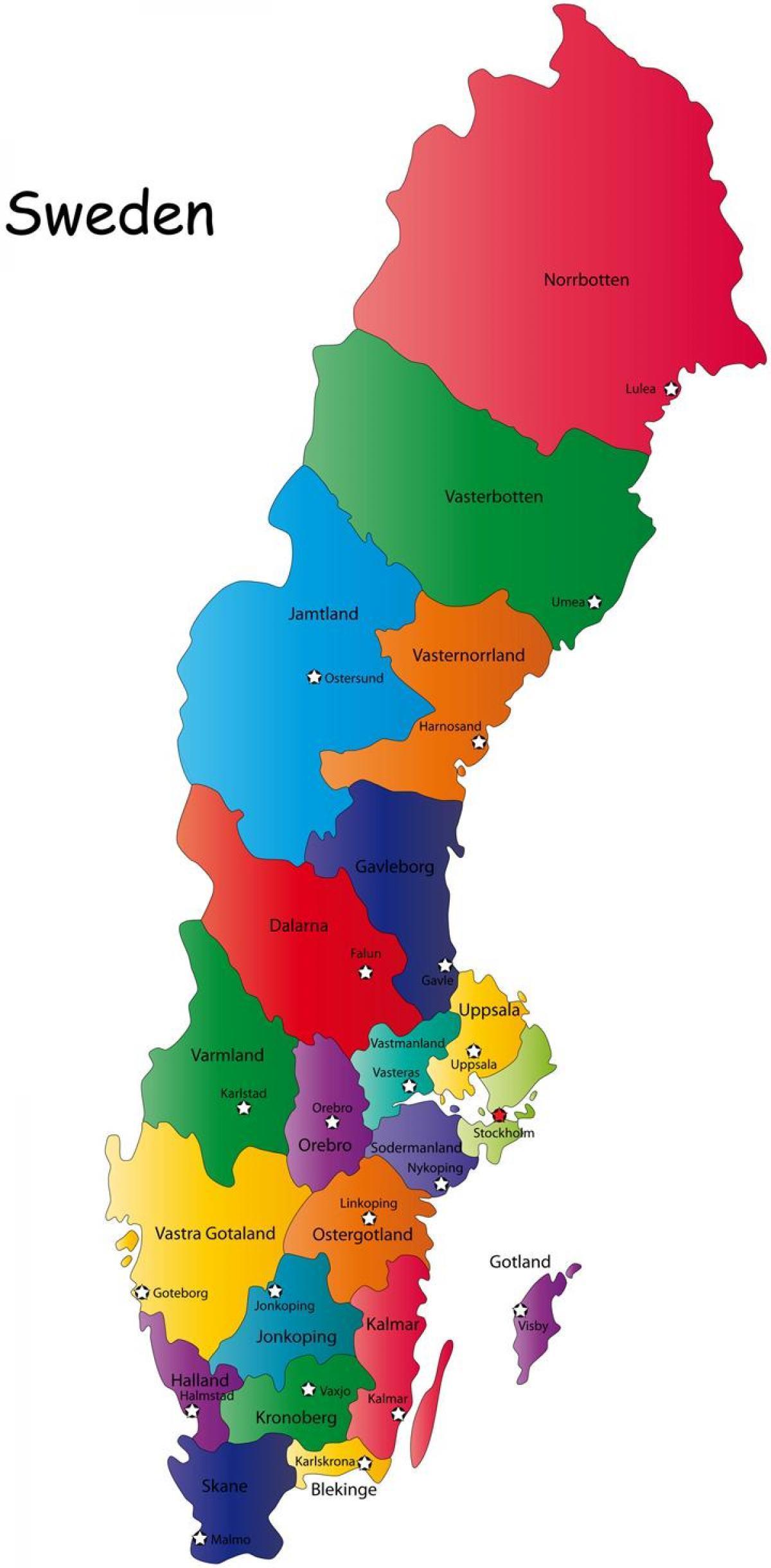 carte des comtés suédois