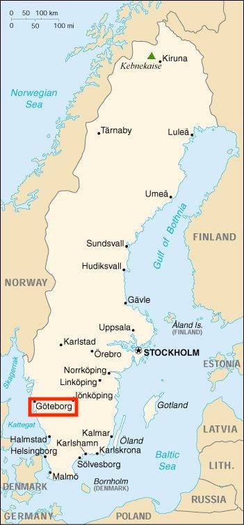 Suède göteborg carte