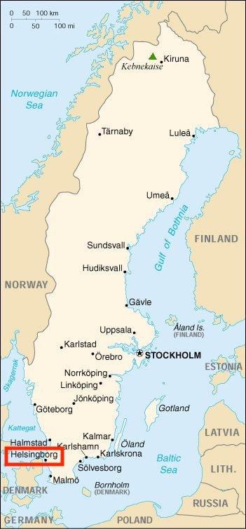 la carte de Helsingborg, Suède