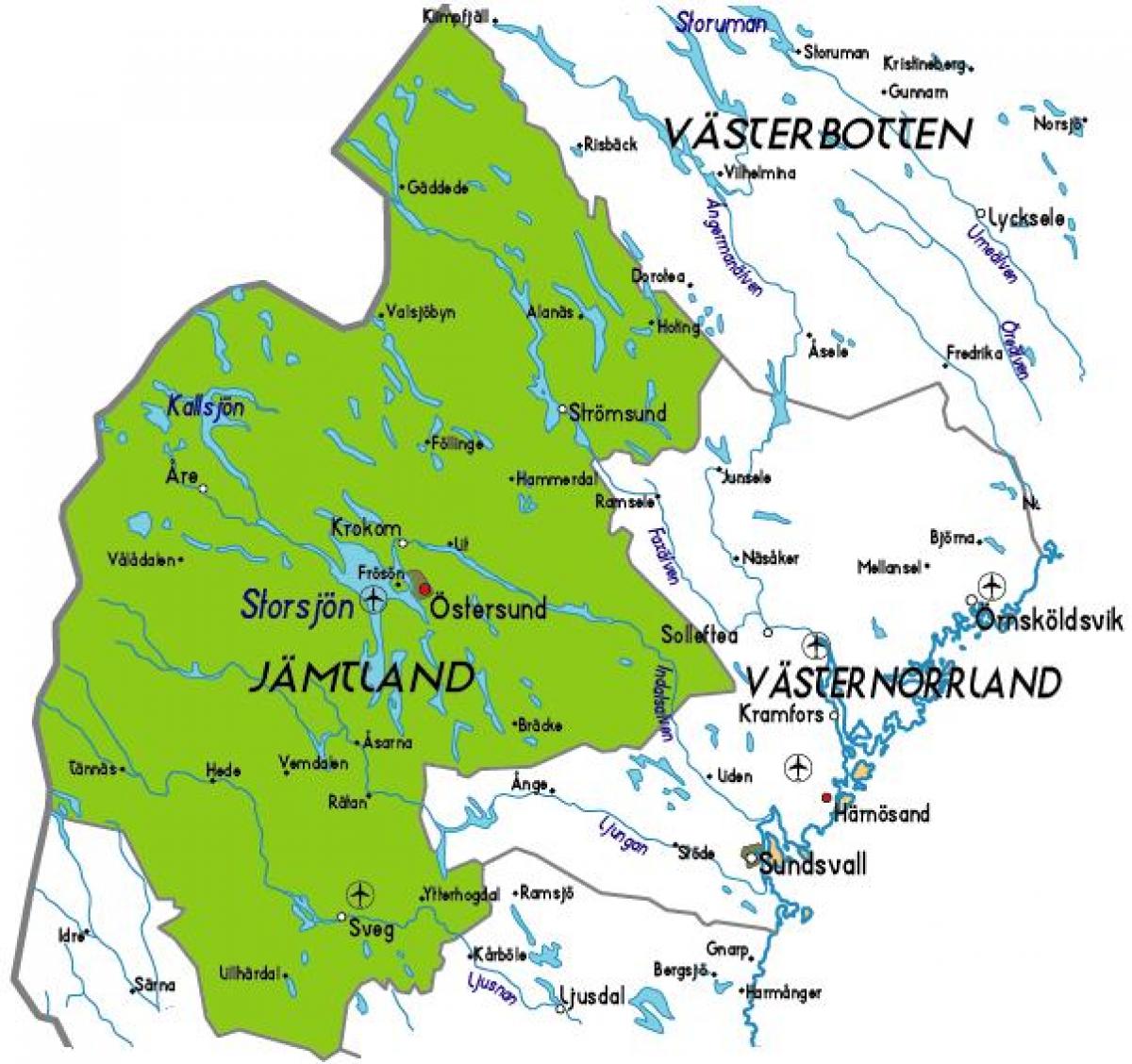 carte de Jamtland Suède