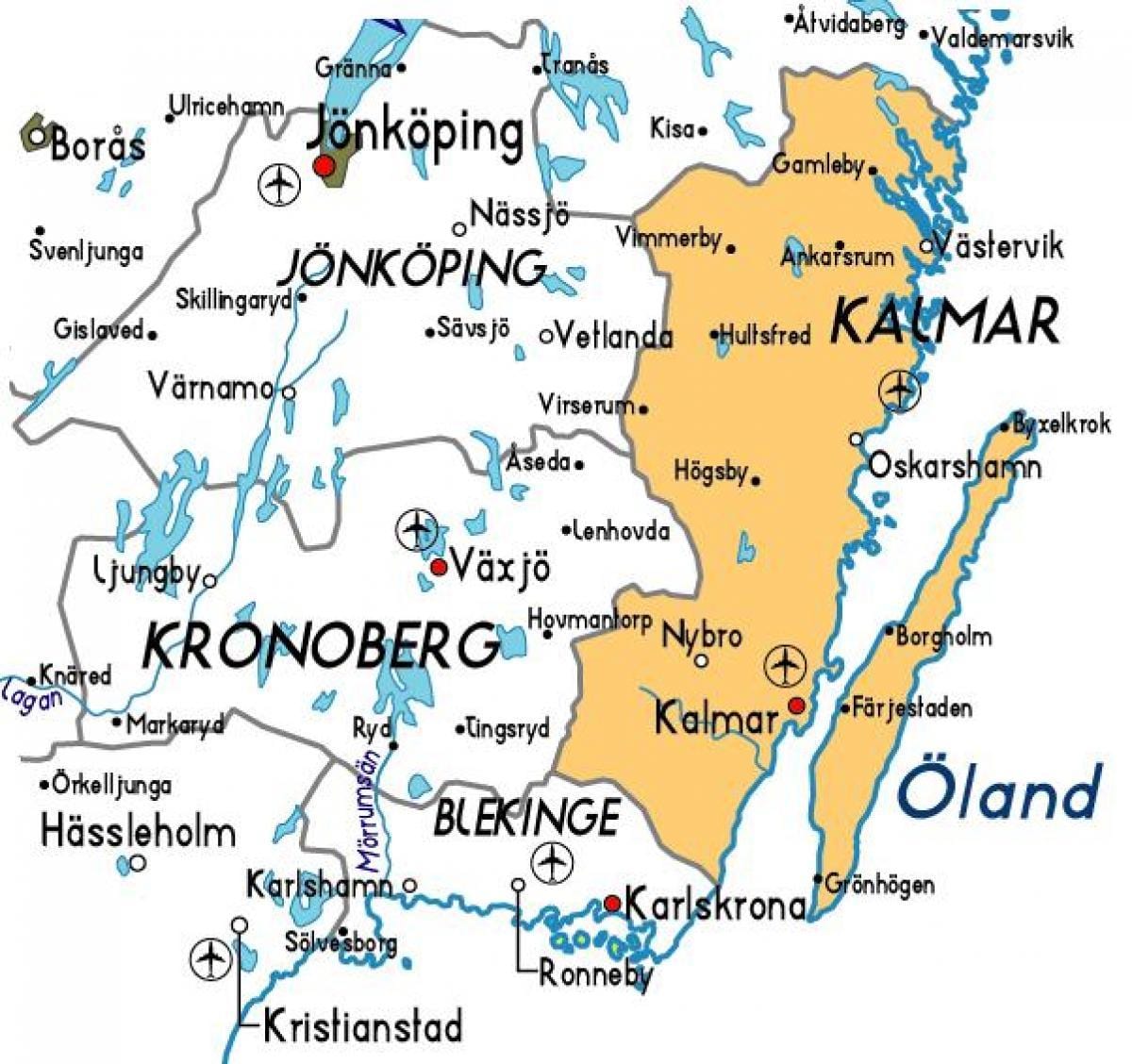 De Kalmar en Suède carte