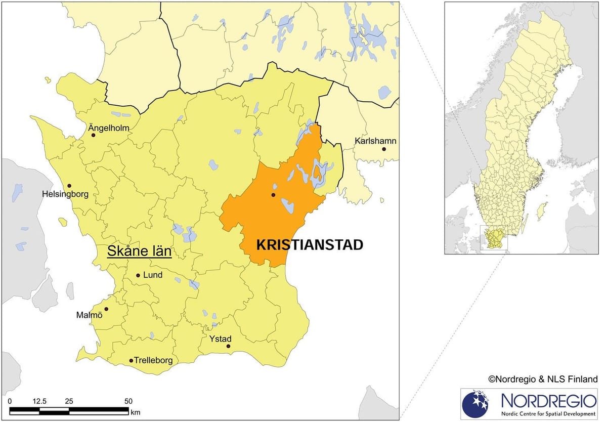 carte de Kristianstad, Suède
