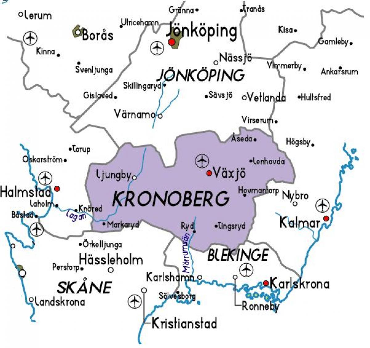 carte de Kronoberg Suède