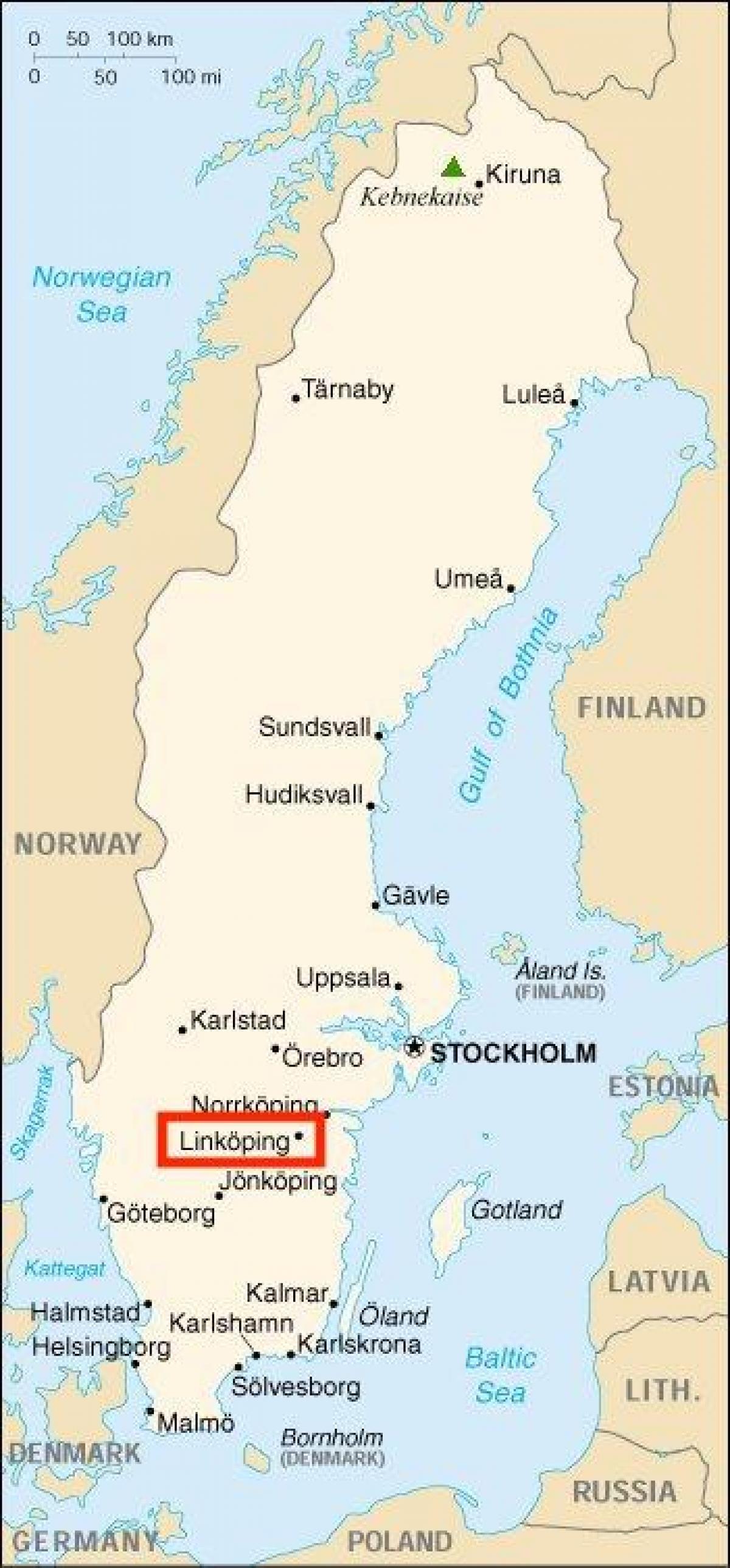la carte de Linköping, Suède