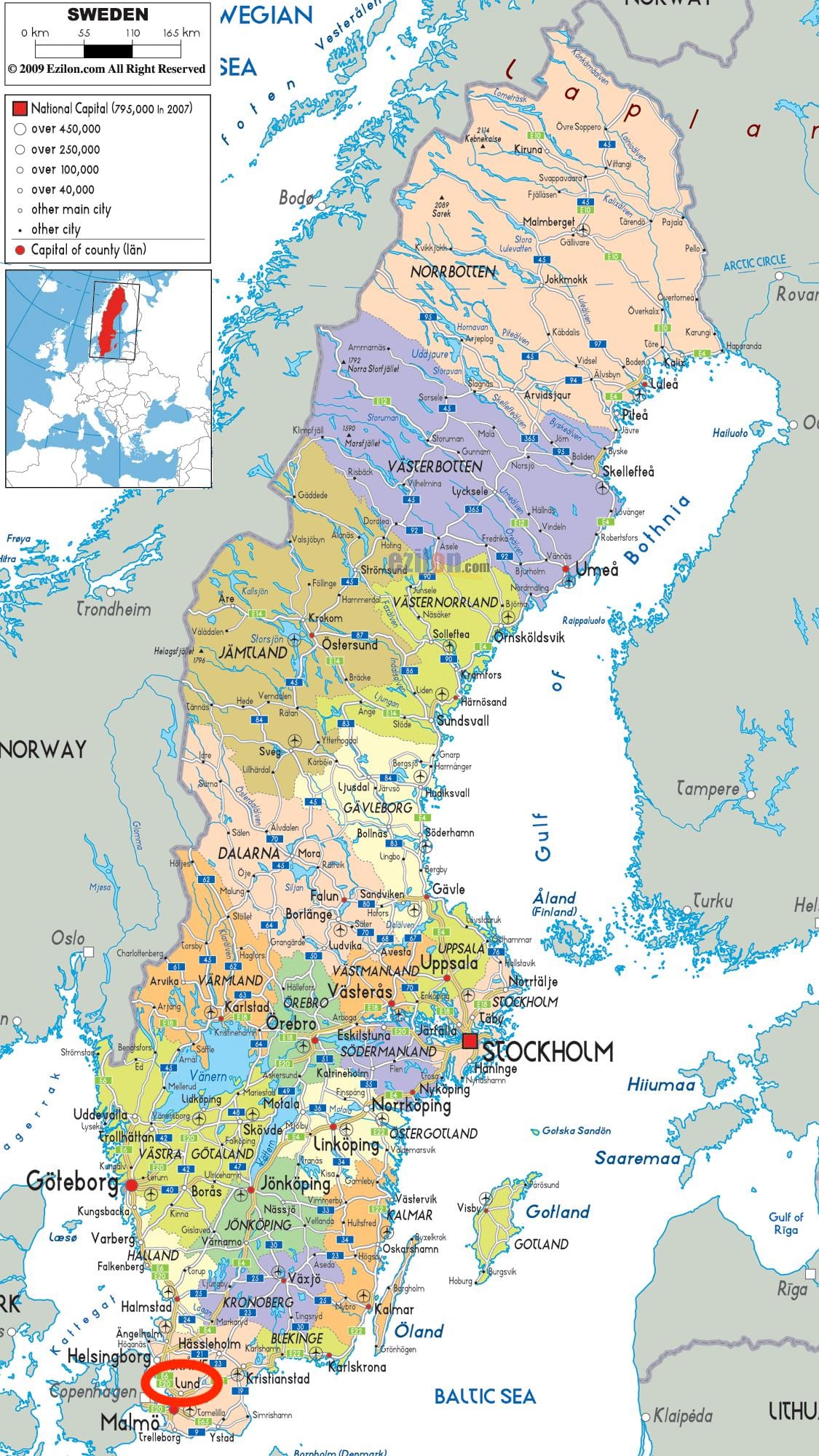 la carte de lund, Suède