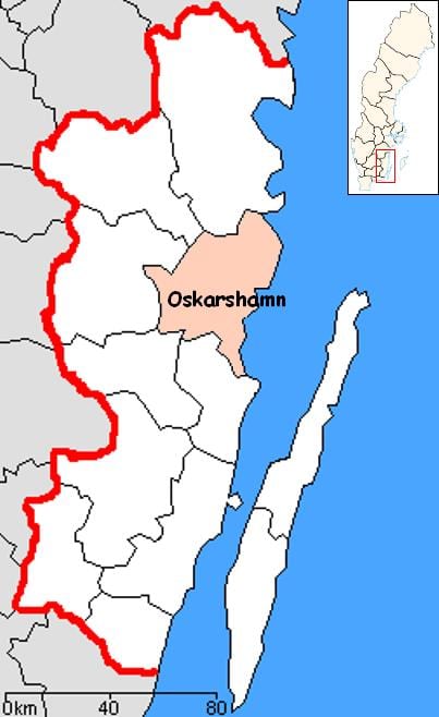 carte de Oskarshamn en Suède