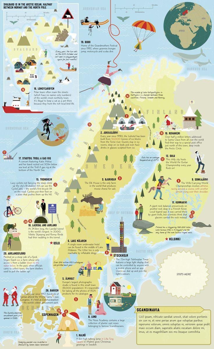 En suède, l'attraction de la carte