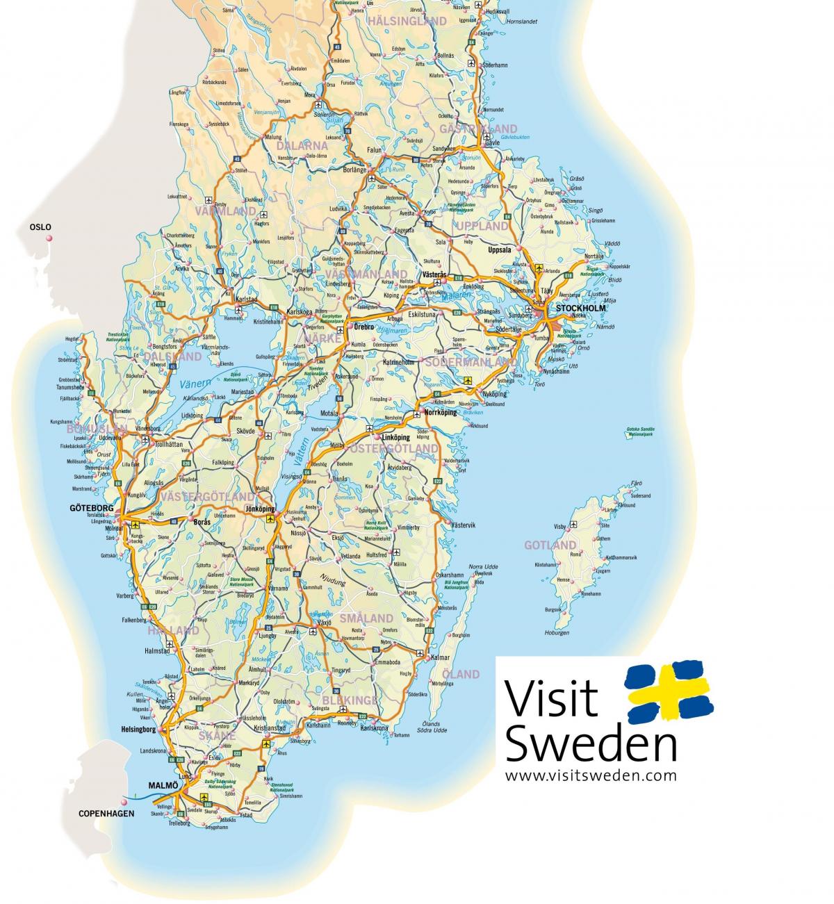 carte du sud de la Suède