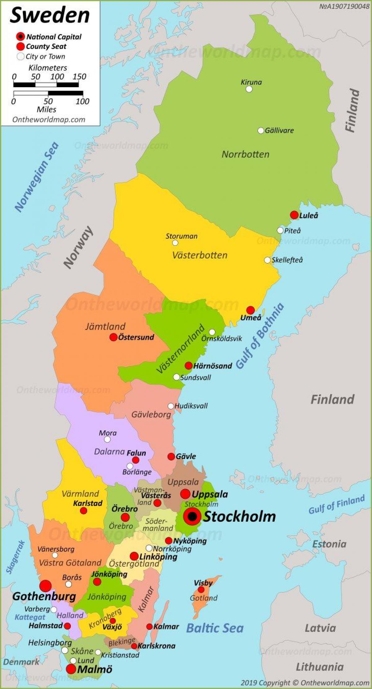 capitale de la Suède, de la carte