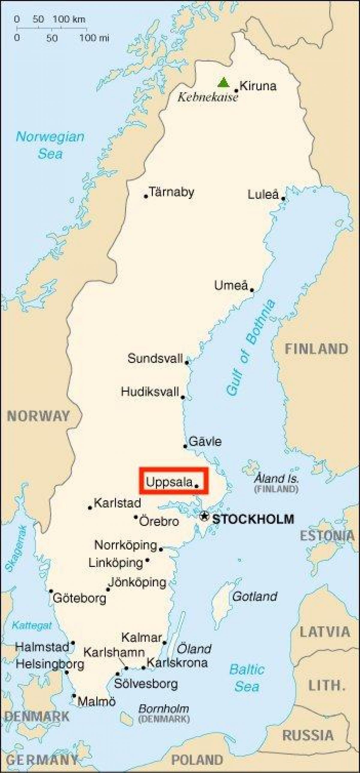 Uppsala carte de la Suède