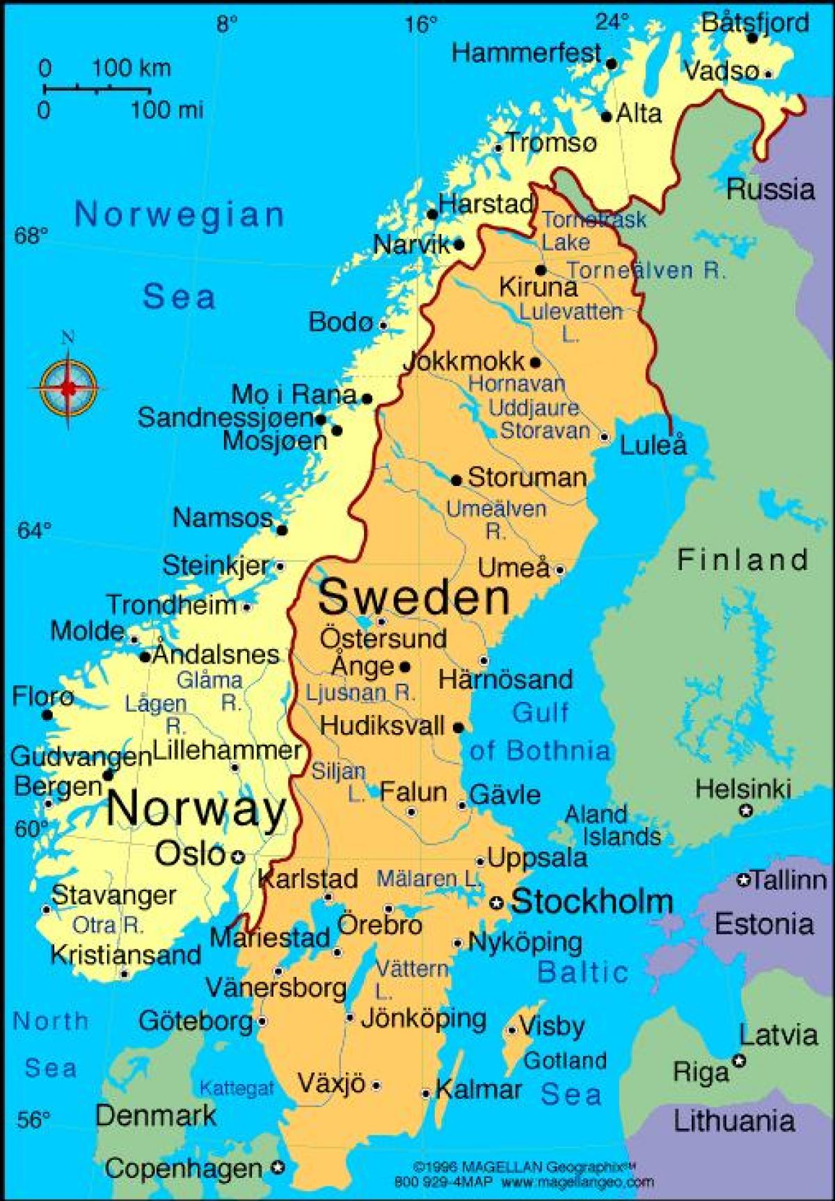 carte des villes de Suède