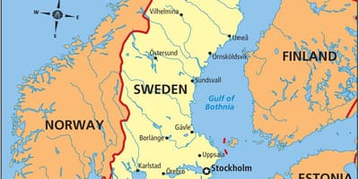 Suède sur une carte