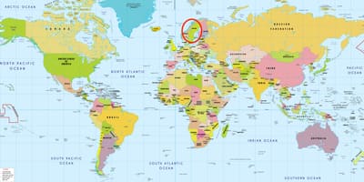 Suède sur la carte du monde