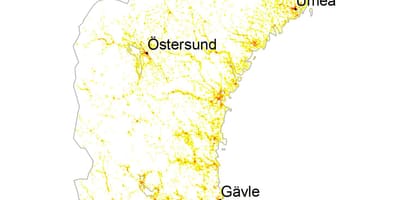 La densité de la Population de la carte de la Suède