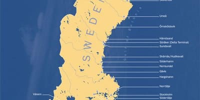 Carte de la Suède ports