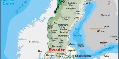Montagnes en Suède carte