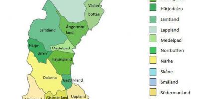 Carte des provinces de la Suède