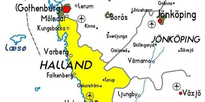 Carte de Halland Suède