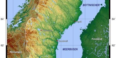 Carte topographique de la Suède