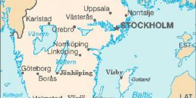 La carte de Växjö en Suède